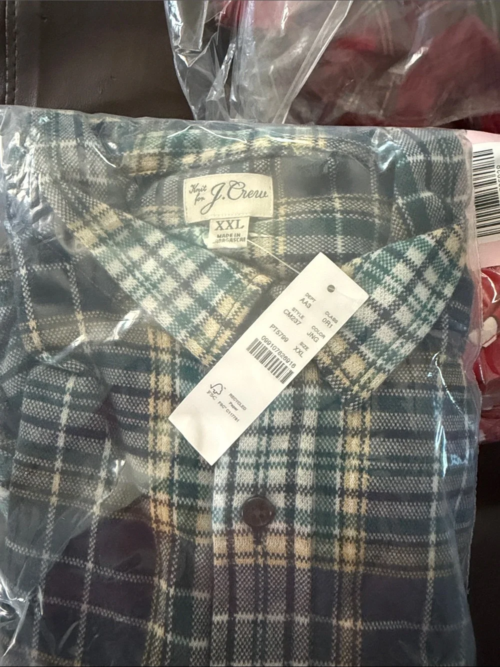 J. Crew Navy and Yellow Plaid Button-Down Shirt